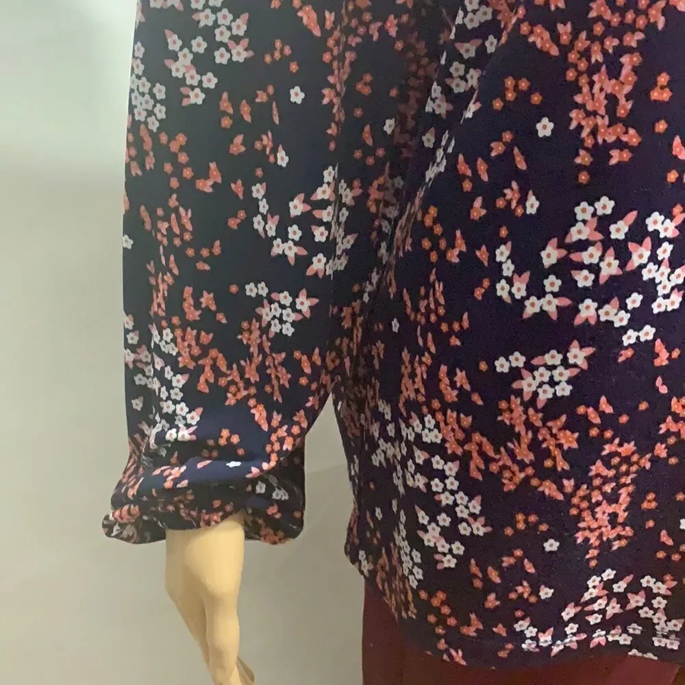 Michael Kors Medium Gold Chain Straps With Cut Out Sleeve V Neck Floral Pattern